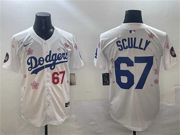 Mens Los Angeles Dodgers #67 Vin Scully White 2025 Tokyo Series Limited Stitched Jersey